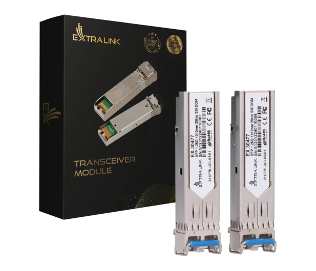 ExtraLink SFP 1.25G 2-Pack  LC/UPC 20km jednomodowy (do HP/Aruba) - 1542974 - zdjęcie